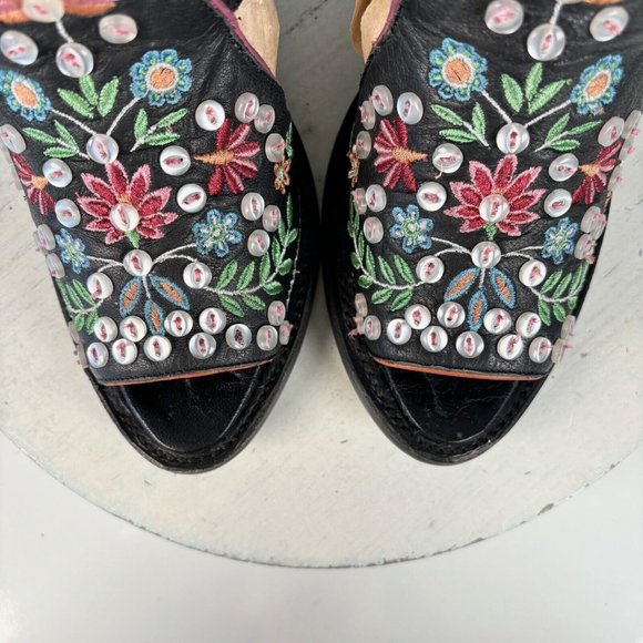 NEW Lane Cactus Button Black Cowboy Bootie 6 Fringe Suede Western Ankle Boots - Picture 6 of 9